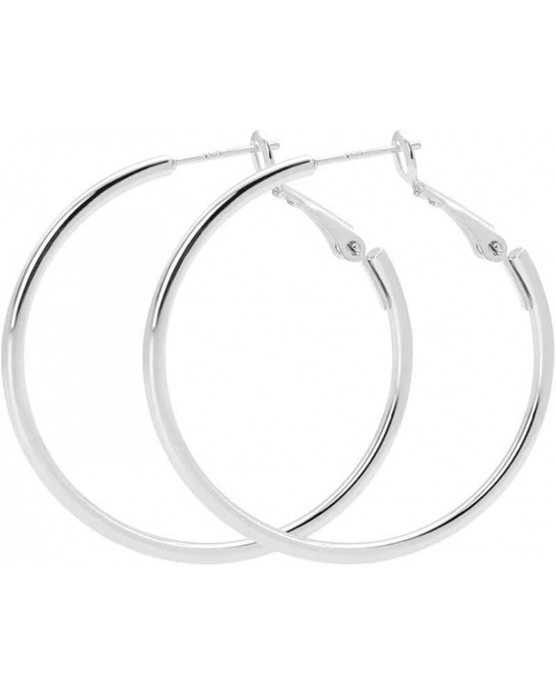 925 Sterling Silver Hoop Earrings,18K Gold Plated Polished Round Hoop Earrings For Women,Girls' Gifts SILVER-1.57in $8.24 Ear...