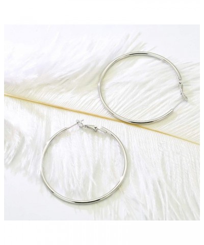 925 Sterling Silver Hoop Earrings,18K Gold Plated Polished Round Hoop Earrings For Women,Girls' Gifts SILVER-1.57in $8.24 Ear...