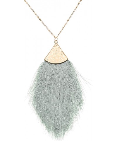 Feather Dangle Drops Fringe Tassel Pendant Necklace - Fine Silky Thread with Long Chain Necklaces Statement for Women and Gir...