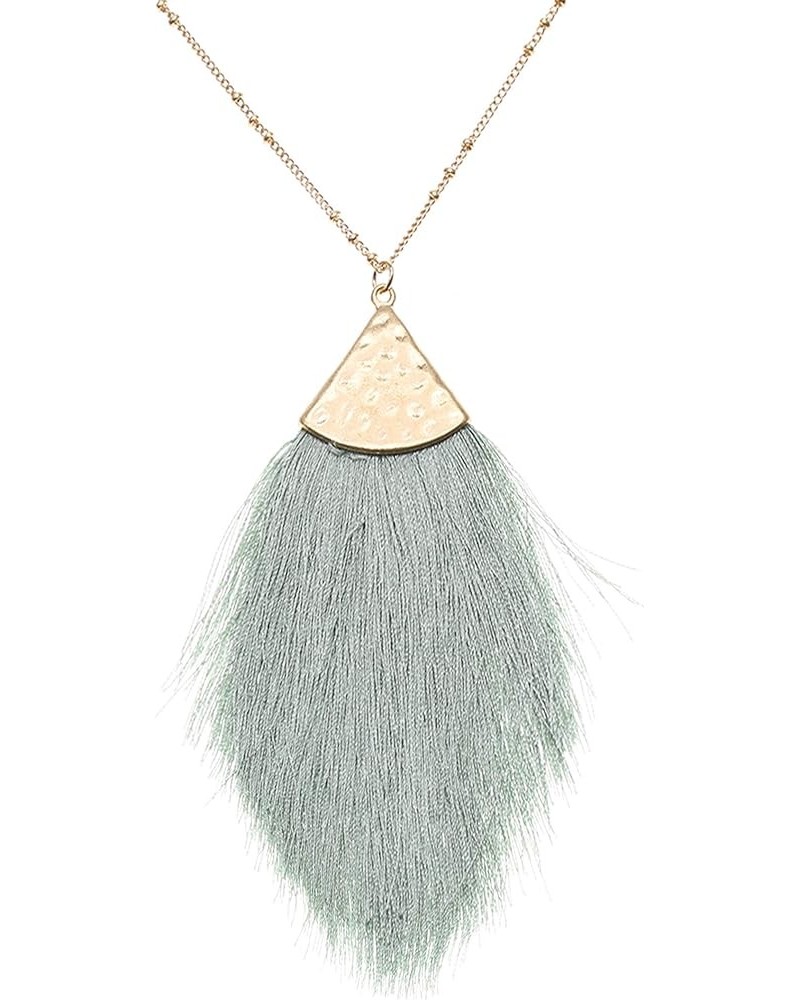 Feather Dangle Drops Fringe Tassel Pendant Necklace - Fine Silky Thread with Long Chain Necklaces Statement for Women and Gir...