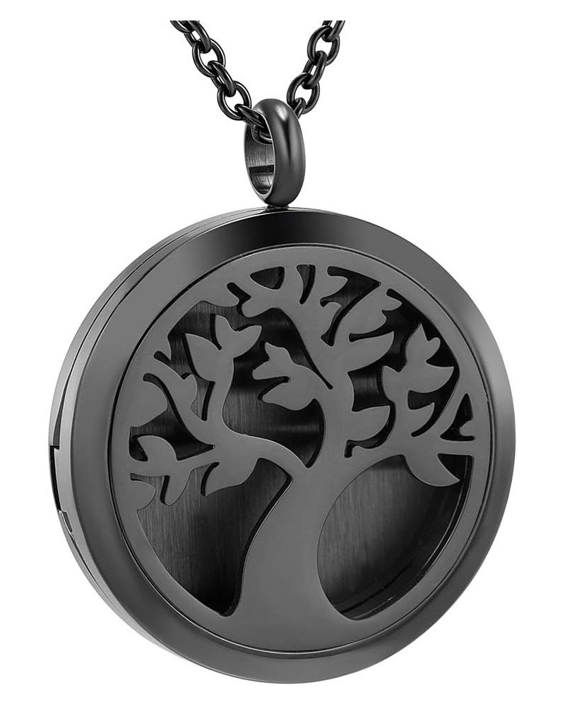 30mm Magnetic Lockets Aromatherapy/Stainless Steel Essential Oils Diffuser Pendant Necklace (Tree of Life) Black $15.89 Neckl...