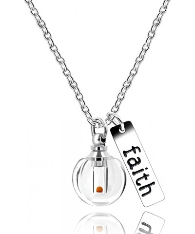 Charms Crystal Ball Pendant Necklace with Stainless Steel Faith Bar Mustard Seed in Apple-Shaped Openable Bottle Y799 White $...