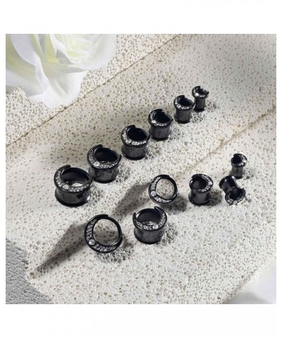 Stainless Steel Black Silver Cat on The Moon Ear Expander Piercing Tunnels Gauge 2g-16mm CZ, 0g-8mm $8.09 Body Jewelry