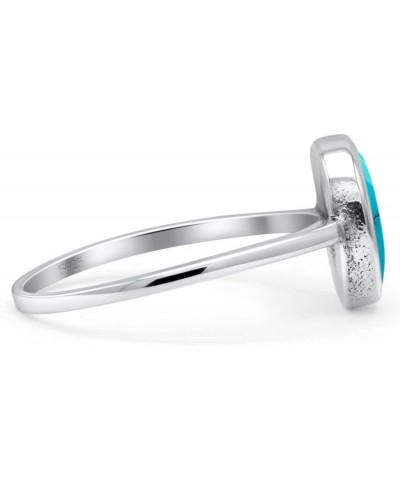 Oval Fashion Petite Dainty Thumb Ring Lab Created Opal Solid 925 Sterling Silver Simulated Turquoise $9.02 Rings