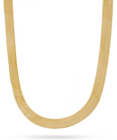 18K Gold Plating Over Sterling Silver 3MM, 4.5MM, 5.5MM, 7MM Flexible Flat Magic Herringbone Chain Necklace 16 7MM Gold $37.1...