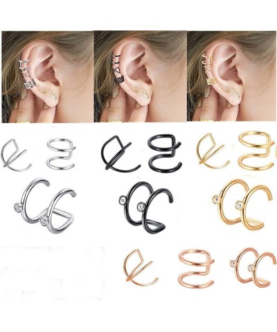 12 Pcs Ear Cuff for Women Girls,12 Styles Cartilage Clip On Earrings Set Stainless Steel Ear Clip Fake Cartilage Earring Non ...