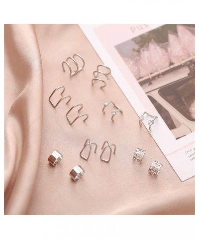 12 Pcs Ear Cuff for Women Girls,12 Styles Cartilage Clip On Earrings Set Stainless Steel Ear Clip Fake Cartilage Earring Non ...