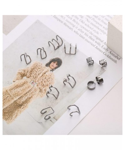 12 Pcs Ear Cuff for Women Girls,12 Styles Cartilage Clip On Earrings Set Stainless Steel Ear Clip Fake Cartilage Earring Non ...