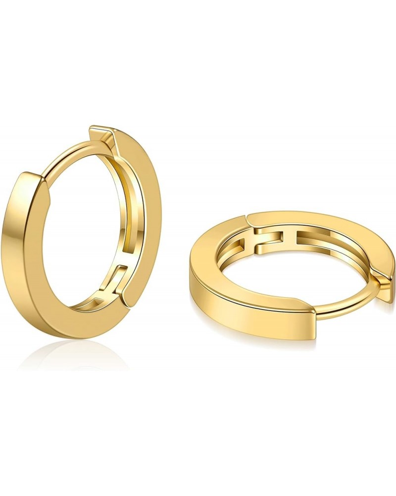 Small Gold Hoop Earrings for Women 14K Gold Plated Huggie Hoop Earrings A Yellow Gold 12mm $10.43 Earrings