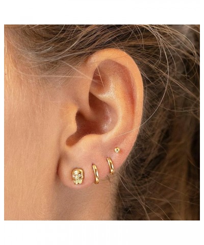 Small Gold Hoop Earrings for Women 14K Gold Plated Huggie Hoop Earrings A Yellow Gold 12mm $10.43 Earrings