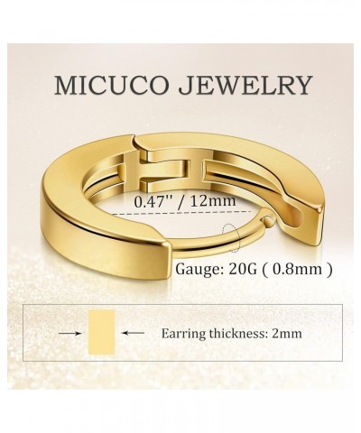 Small Gold Hoop Earrings for Women 14K Gold Plated Huggie Hoop Earrings A Yellow Gold 12mm $10.43 Earrings