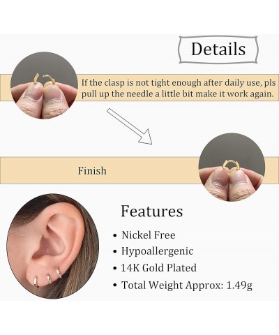 Small Gold Hoop Earrings for Women 14K Gold Plated Huggie Hoop Earrings A Yellow Gold 12mm $10.43 Earrings