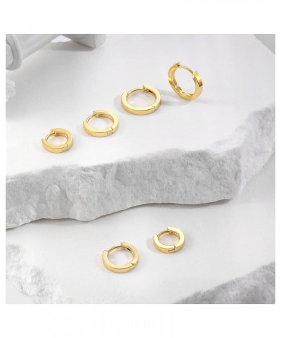 Small Gold Hoop Earrings for Women 14K Gold Plated Huggie Hoop Earrings A Yellow Gold 12mm $10.43 Earrings