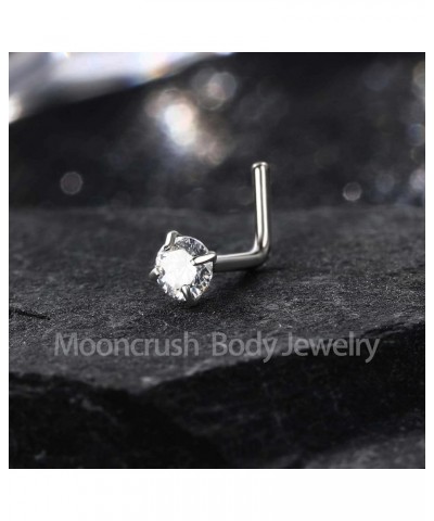 G23 Solid Titanium Nose Rings Stud 20G Nose Stud Silver Screw Nose Rings Sparkly Clear CZ Nose Piercing Jewelry Hypoallergeni...