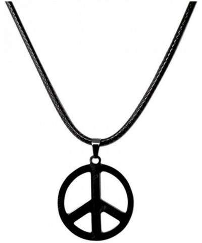 Handmade Adjustable Love Peace Sign Hippie Pendant Necklace Vintage Rope Chain Resin Weave Jewelry stainless black $9.85 Neck...