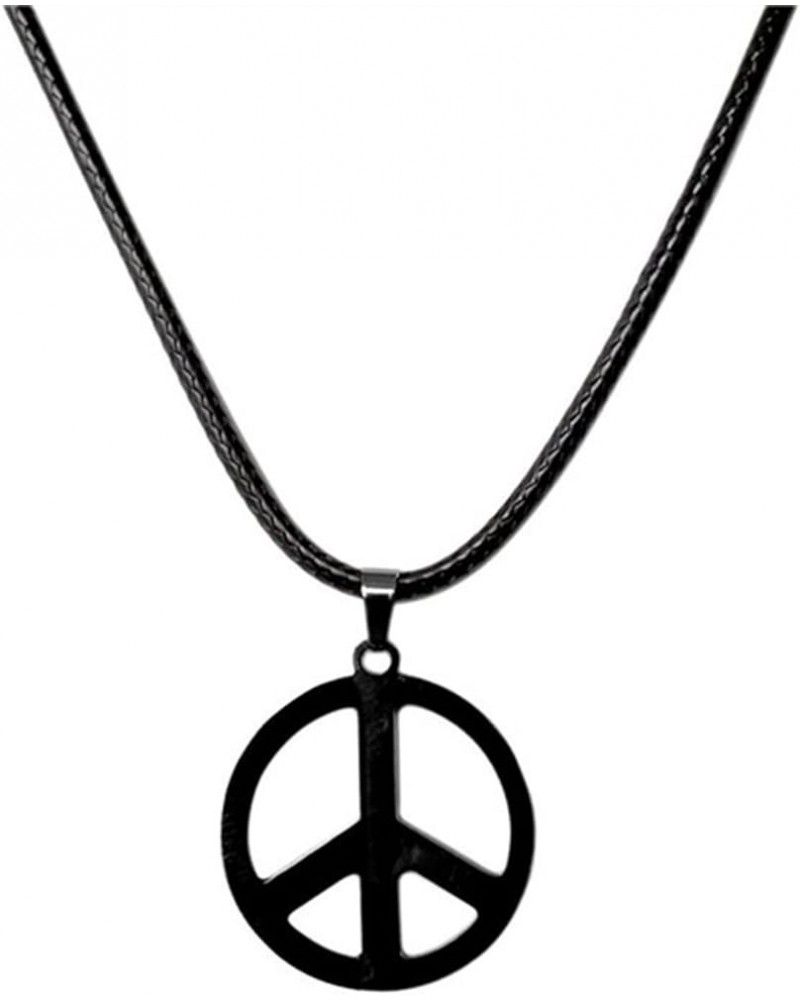 Handmade Adjustable Love Peace Sign Hippie Pendant Necklace Vintage Rope Chain Resin Weave Jewelry stainless black $9.85 Neck...