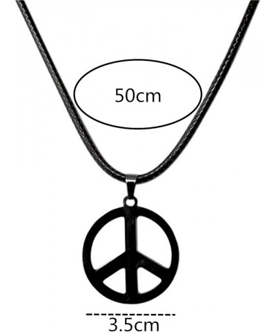 Handmade Adjustable Love Peace Sign Hippie Pendant Necklace Vintage Rope Chain Resin Weave Jewelry stainless black $9.85 Neck...