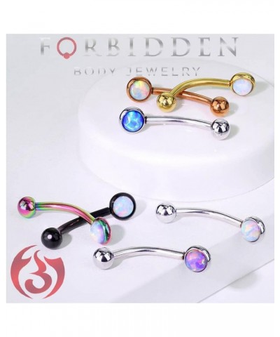 16g Surgical Steel Synthetic Opal Flat Back Curved Barbell (Pick Length/Color) 6mm Black/White $7.79 Body Jewelry