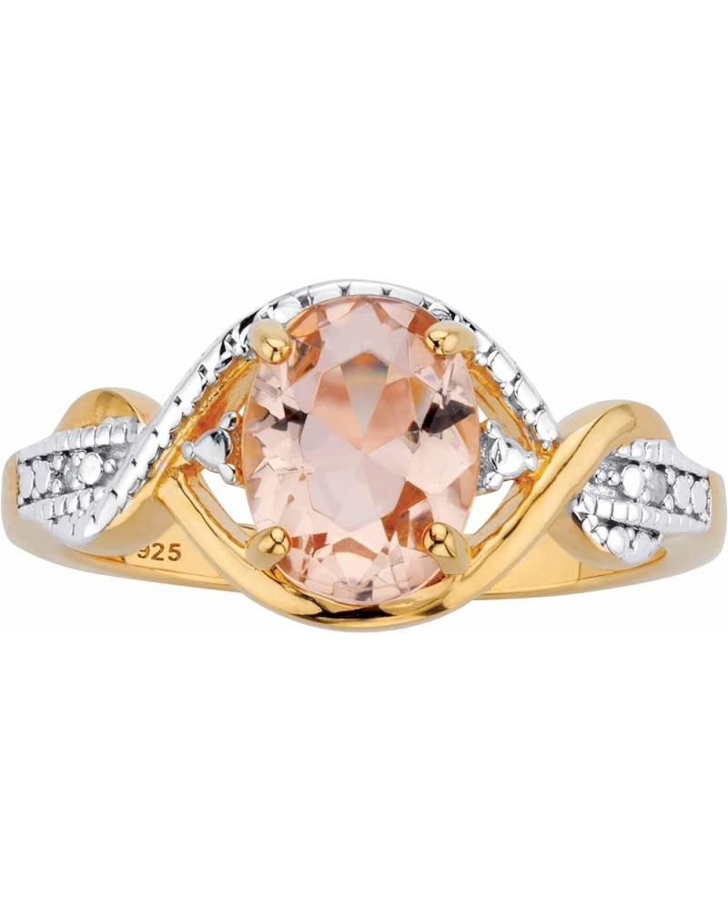 PalmBeach Jewelry Yellow Gold-Plated Sterling Silver Simulated Pink Morganite or Natural Black Onyx and Diamond Accent Crosso...