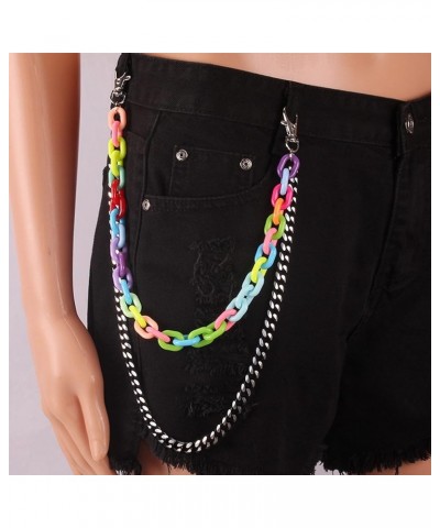 Gothic Acrylic Colorful Hip Hop Pants Jean Chain Tag Pendant Layered Punk Trousers Chains Biker Heavy Thick Wallet Pocket Cha...