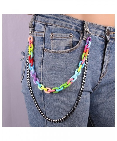 Gothic Acrylic Colorful Hip Hop Pants Jean Chain Tag Pendant Layered Punk Trousers Chains Biker Heavy Thick Wallet Pocket Cha...