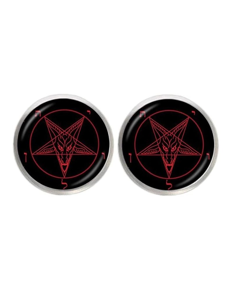 Satanic Jewelry, Goat of Mendes Stud Earrings, Sigil of Baphomet Earrings, Inverted Pentagram Charm, Satanic Jewelry, Y068 (1...