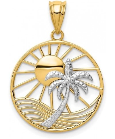 14k Two Tone Gold Sun and Palm Tree Pendant $57.97 Pendants