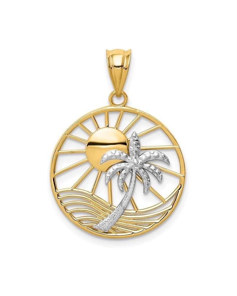 14k Two Tone Gold Sun and Palm Tree Pendant $57.97 Pendants