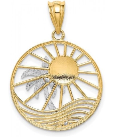 14k Two Tone Gold Sun and Palm Tree Pendant $57.97 Pendants