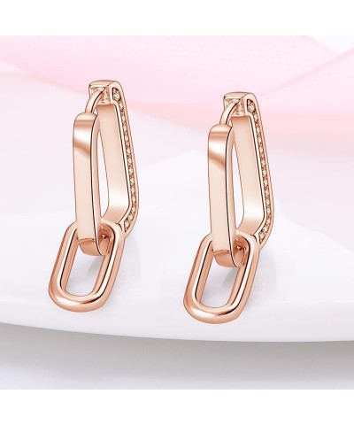 14K Gold Plated 925 Sterling Silver Earrings for Women Cubic Zirconia Huggie Earring Hypoallergenic Hoop Earrings Rose Gold-S...