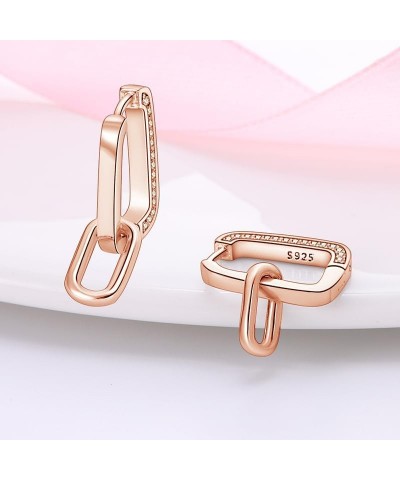 14K Gold Plated 925 Sterling Silver Earrings for Women Cubic Zirconia Huggie Earring Hypoallergenic Hoop Earrings Rose Gold-S...