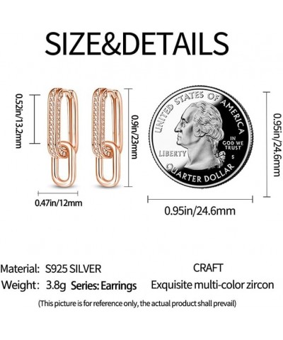 14K Gold Plated 925 Sterling Silver Earrings for Women Cubic Zirconia Huggie Earring Hypoallergenic Hoop Earrings Rose Gold-S...