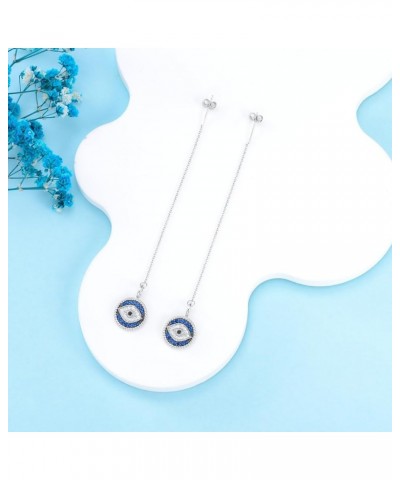 Evil Eye Earrings for Women 925 Sterling Silver Blue Evil Eye Leverback Earrings Huggie Hoop Earrings Evil Eye Dangle Earring...