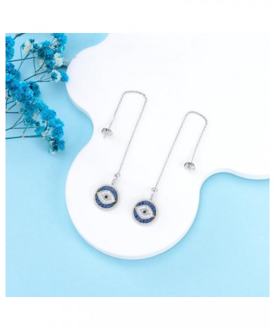 Evil Eye Earrings for Women 925 Sterling Silver Blue Evil Eye Leverback Earrings Huggie Hoop Earrings Evil Eye Dangle Earring...