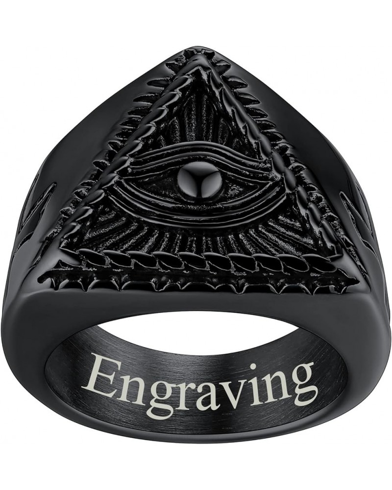 Eye of God Ring for Men Women, Stainless Steel/18K Gold Plated Spinner Band Rings Personalized Custom 07. Triangle Eye-Black(...