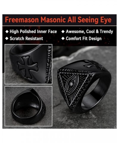 Eye of God Ring for Men Women, Stainless Steel/18K Gold Plated Spinner Band Rings Personalized Custom 07. Triangle Eye-Black(...