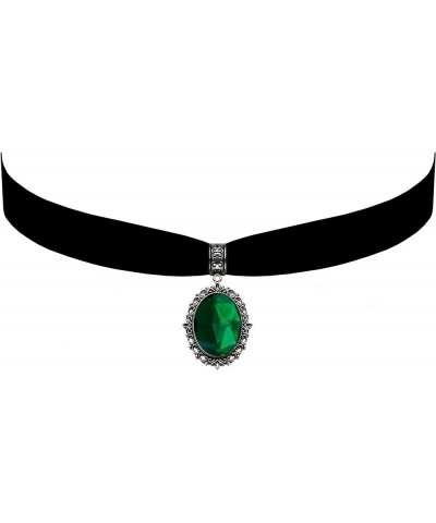 Gothic Steampunk Victorian Pendant on Black Velvet Choker Green $14.55 Necklaces