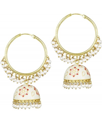 Gold Plated Green Beads Studded Jhumki Earrings Ethnic Fashion Jewelry For Women & Girls White 3 $17.35 Earrings