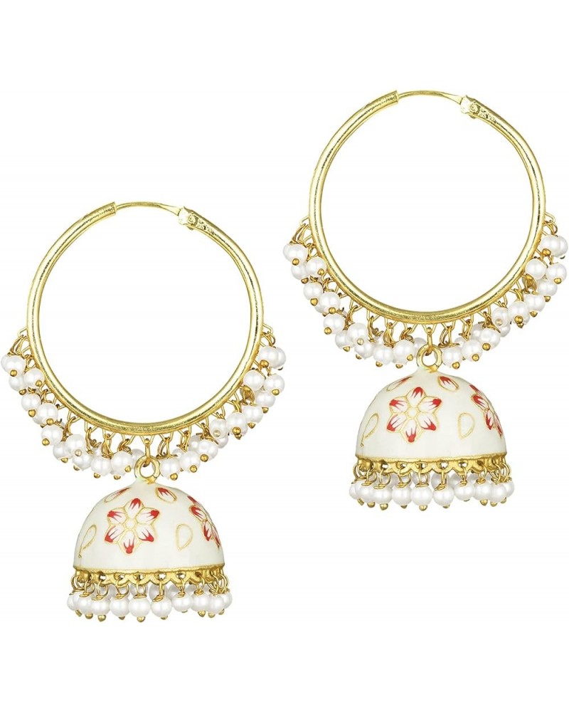 Gold Plated Green Beads Studded Jhumki Earrings Ethnic Fashion Jewelry For Women & Girls White 3 $17.35 Earrings