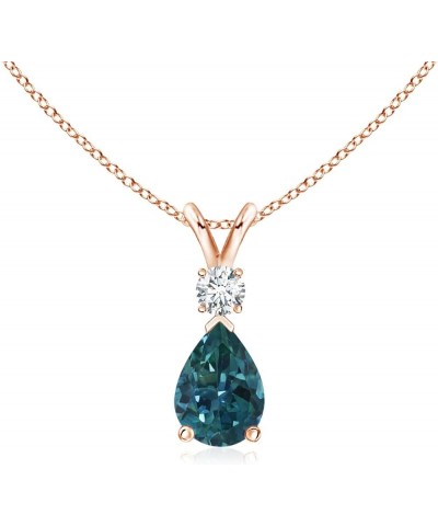 Natural Teal Montana Sapphire Solitaire Pendant Necklace for Women, Girls in 14K Solid Gold/Platinum/Sterling Silver | Septem...