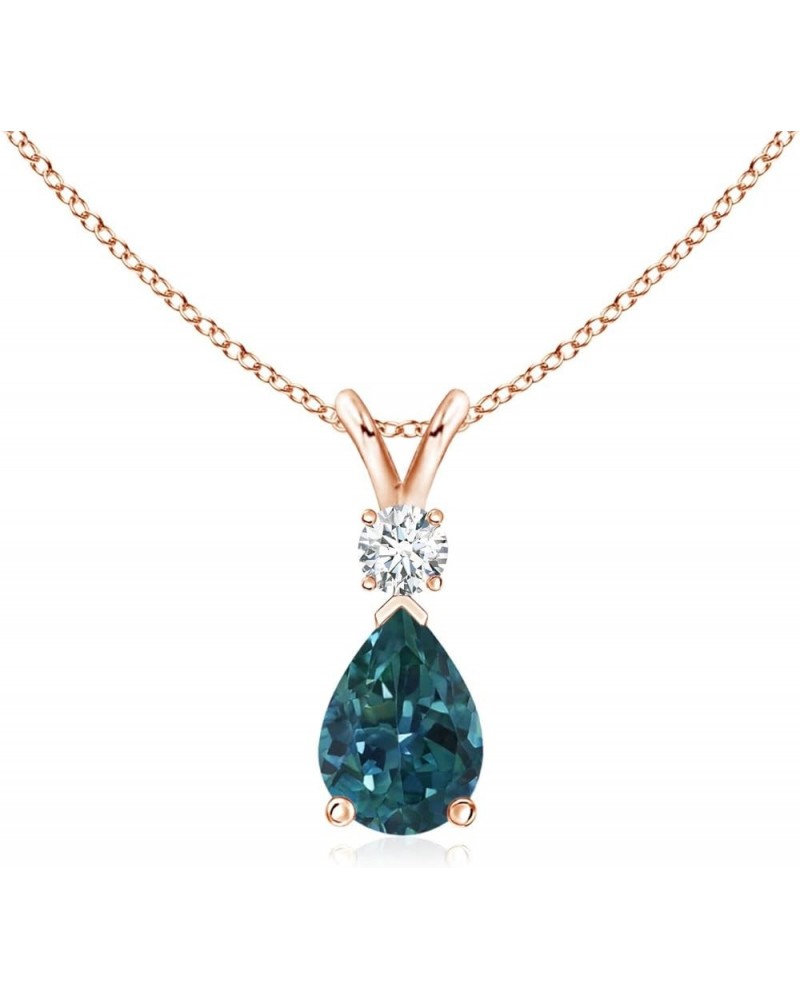 Natural Teal Montana Sapphire Solitaire Pendant Necklace for Women, Girls in 14K Solid Gold/Platinum/Sterling Silver | Septem...