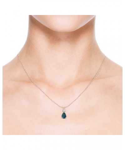 Natural Teal Montana Sapphire Solitaire Pendant Necklace for Women, Girls in 14K Solid Gold/Platinum/Sterling Silver | Septem...