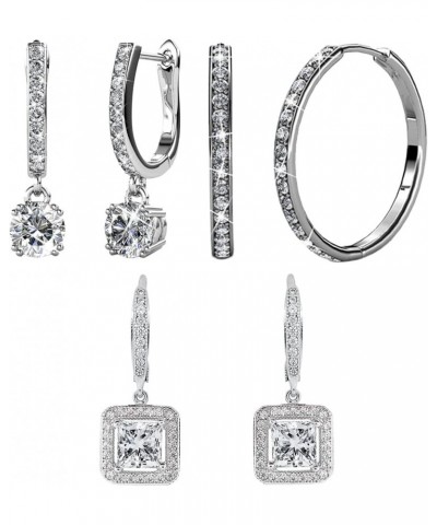 18k White Gold Hoop Earrings with Crystals Value Bundle - 2 Pairs - McKenzie, Bianca & Ivy $35.75 Earrings