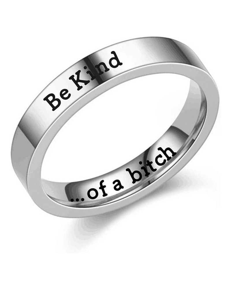 Be Kind Of A Bitch Ring,Personalized Inspirational Ring,Stackable Stainless Steel Engraved Band Ring,Swearing Engraved Ring,F...