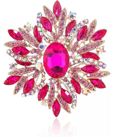 Sunflower Shape Crystal Big Large Heavy Brooch Pin Rhinestone Scarf Decoration Corsage Cloth Pin for Women Girls Rose red $9....