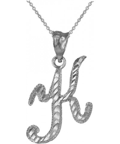 Sterling Silver Sparkle-Cut Letter Initial Script Necklace 22.0 Inches Letter K $20.67 Necklaces