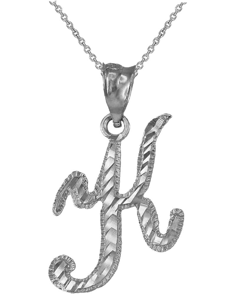 Sterling Silver Sparkle-Cut Letter Initial Script Necklace 22.0 Inches Letter K $20.67 Necklaces