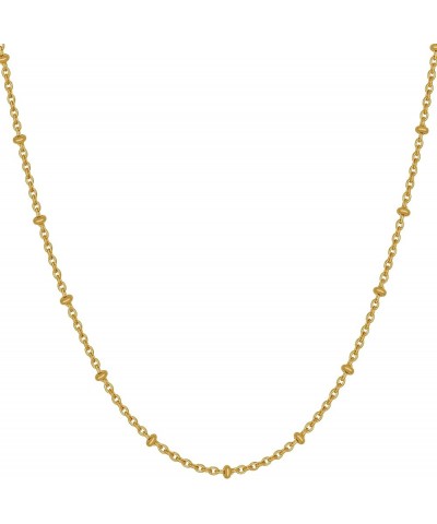 Tiny Curb Link Gold Necklace for Women with Divider Balls 24k Real Gold Plated Necklace 2mm 24 inches $19.72 Necklaces