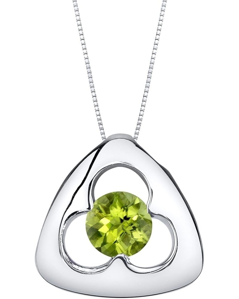 Sterling Silver Trinity Knot Pendant Necklace for Women in Various Gemstones, Round Shape 6mm, with 18 inch Italian Chain Per...