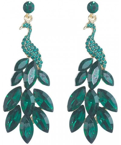 Peacock Dangle Earrings for Women Champagne Leaf Dangle Earrings Crystal Rhinestone Dangle Earrings Jewelry Gifts Green $6.88...